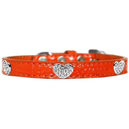 MIRAGE PET PRODUCTS Croc Crystal Heart Dog CollarOrange Size 14 720-11 ORC14